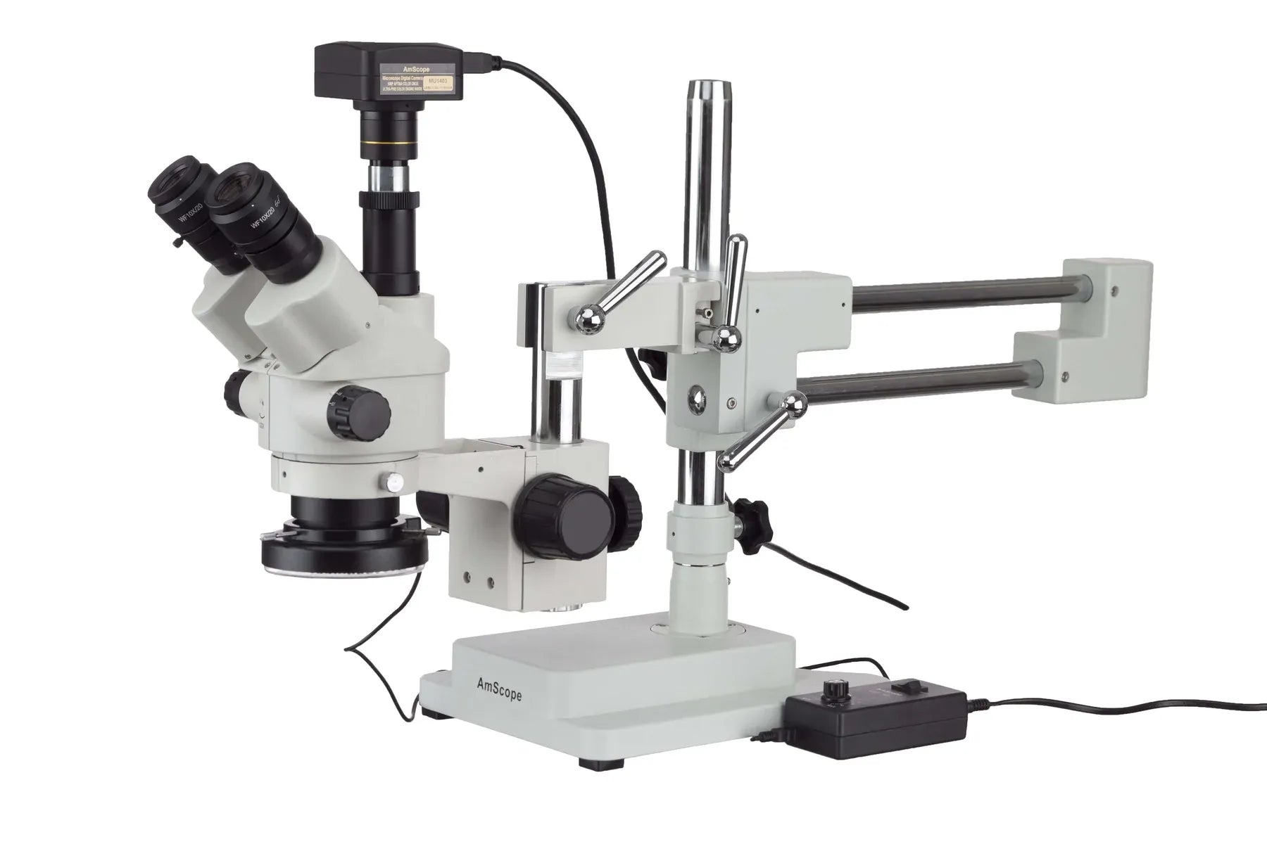 AmScope 3.5X-90X Simul-Focal Stereo Zoom Microscope on Boom Stand with an LED Ring Light--Or Ship from Moscow