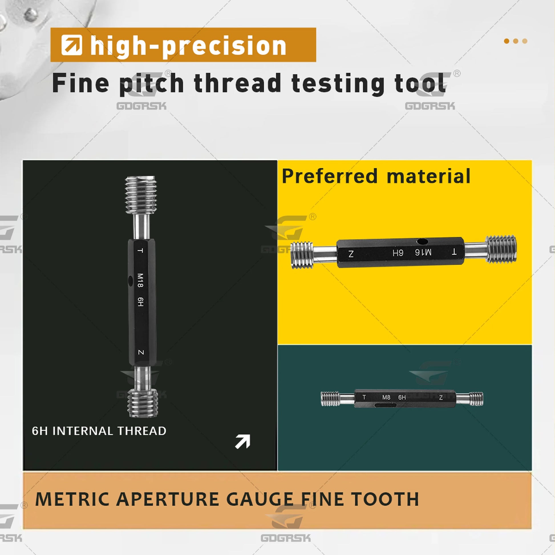 High precision Thread Plug Gauge GO/NO GO Gage Metric Gauge 6H Precision Internal Screw Gage Fine,Pitch Thread Test Tool 1pcs
