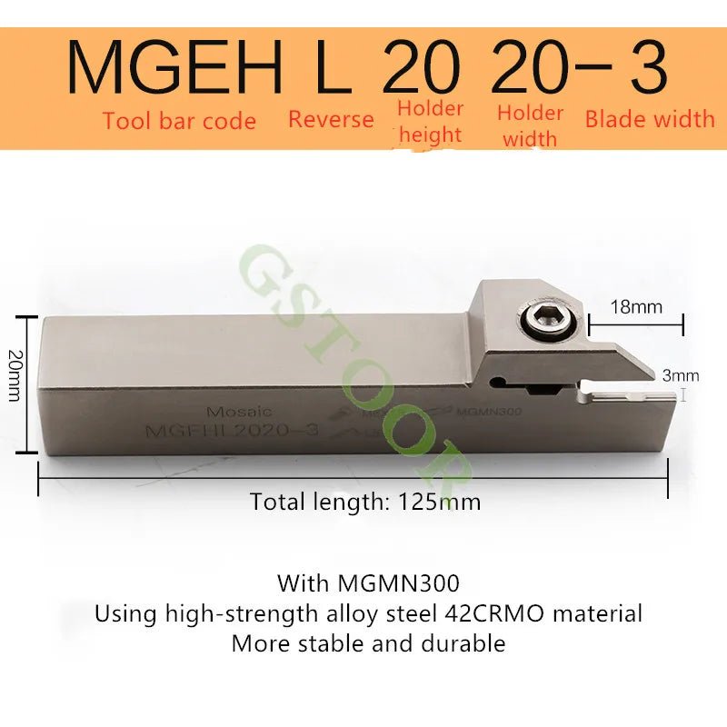 1PC MGEHR2020-1.5 MGEHL2020-2 1.5mm 2mm 2.5mm 3mm 4mm 5mm CNC Lathe Groove Turning Tools Holder Grooving Arbor For MGMN Blades