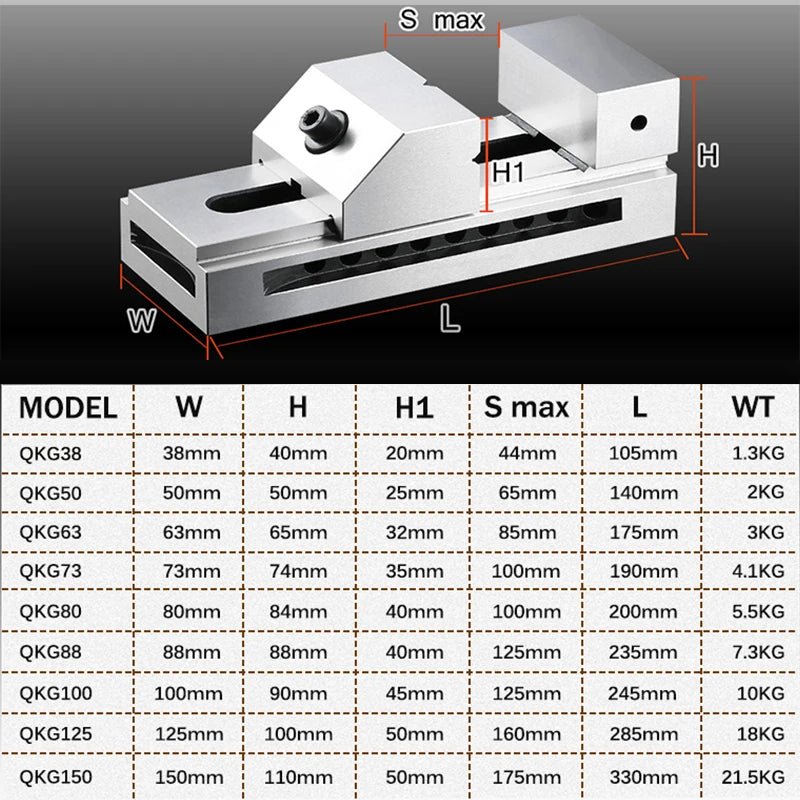High Precision 3'' 3.2" 3.5" Toolmaker Screwless Vise Grinding Ground Steel Precision Milling Bench Vice