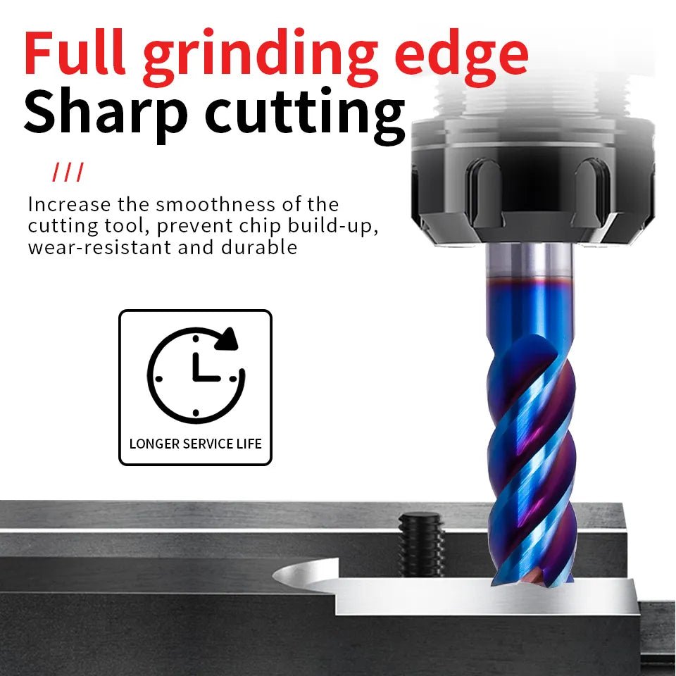 HRC65 Carbide End Mill Alloy Milling Cutter For Stainless Steel 4Flutes Tungsten Steel Face EndMills CNC Machine Cutting Tools
