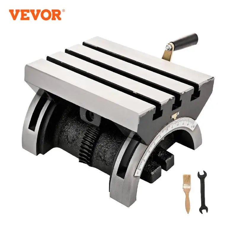 VEVOR Tilting Milling Table Adjustable Rotary Worktable Machine with 3 T-Slots & a Crank Handle Heavy Duty for Grinding Milling