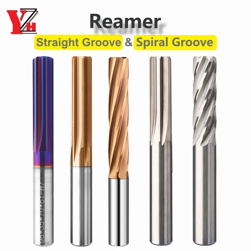 YZH Carbide Machine Reamer HRC68  Coated Straight Groove 4F 6F Tolerance H7 Harened Steel Metal Cutter CNC inner Hole 2mm ~20mm