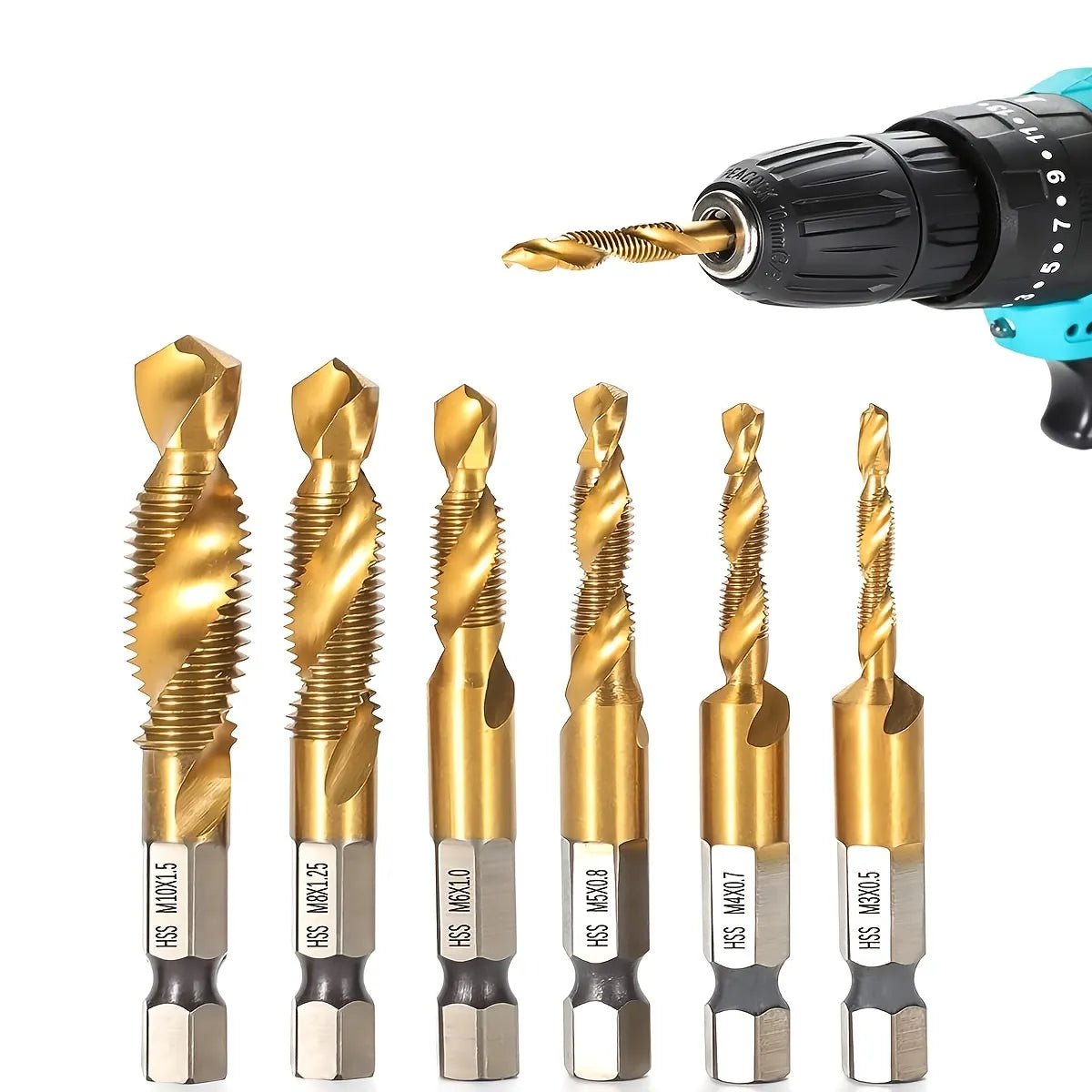 Tapping 6PC Hex Shank Drill Bits