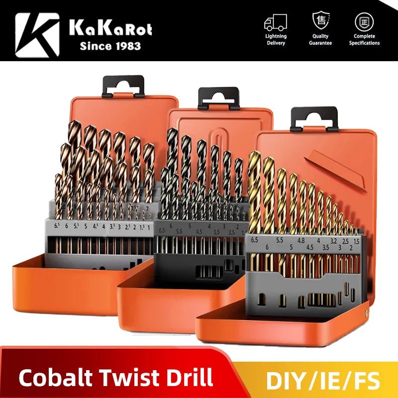 1set KaKarot HSS Twist Drill Bit High Speed Steel Drill Bits Hole Cutter Drill Bit DIY Stainless Steel Wood Working Metal Drills
