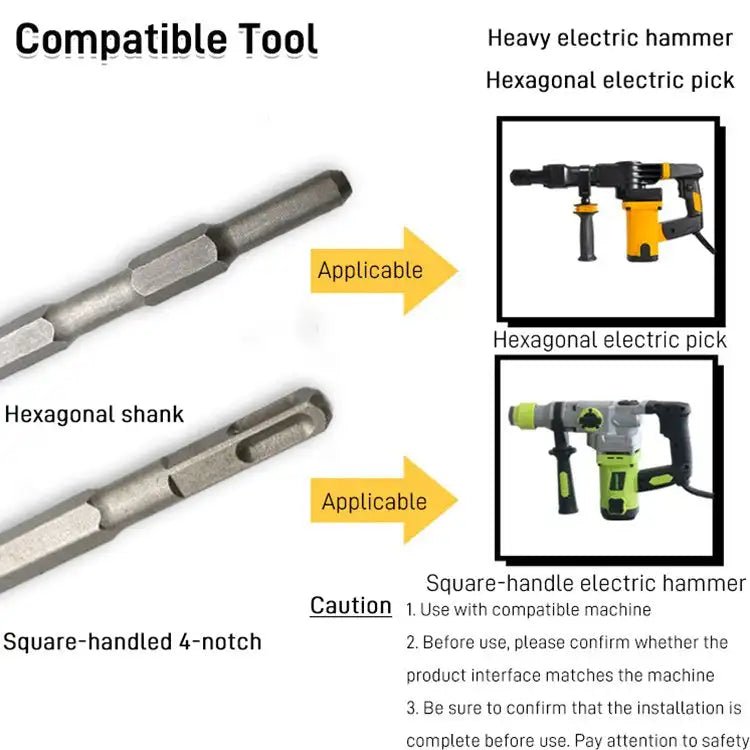 Electric Hammer Pick Scraping Chisel Set Wall Slotting Drilling Masonry Concrete Drill Bit Tile Groove Scrap Flat Point Chisels