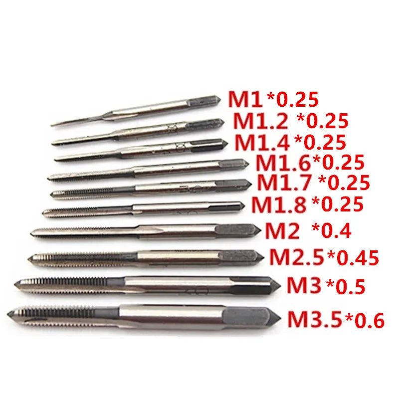 Hand taps male threaders to make thread,10pcs small thread taps,attack thread,included M1 M1.2 M1.4 M1.6 M1.7 M1.8 M2 M 2.5 M 3