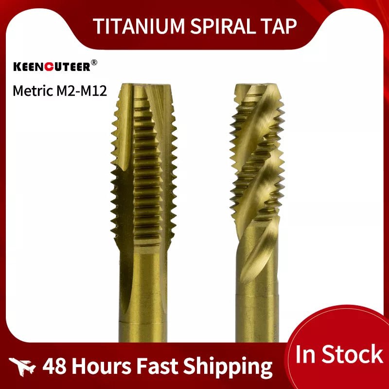 Metric Titanium Plated HSS Spiral Point Tap Spiral Flute Tap M2 M2.5 M3 M4 M5 M6 M7 M8 M10 M12  Machine Plug Tap Screw Thread
