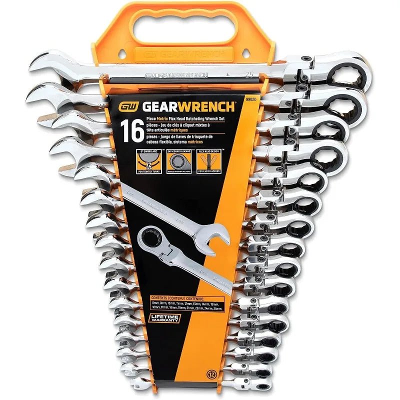 GEARWRENCH 16 Pc. Ratcheting Flex Combination Wrench Set, Metric - 9902D  garden storage